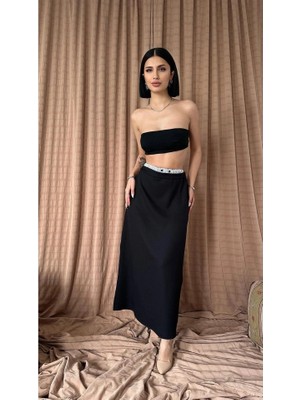 Stores36 Siyah Beli Lastikli Etek