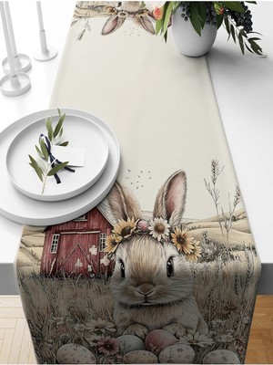 Bertille Home Ilkbahar Serisi 140X40 cm Dijital Baskılı Runner (Spring Easter Paskalya)