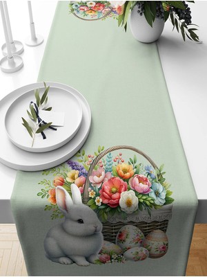 Bertille Home Ilkbahar Serisi 140X40 cm Dijital Baskılı Runner (Spring Easter Paskalya)