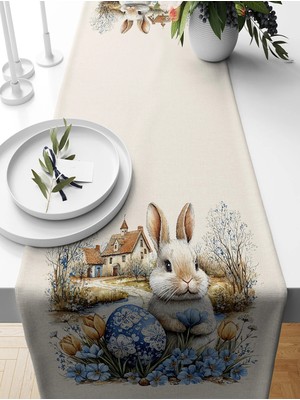 Bertille Home Ilkbahar Serisi 140X40 cm Dijital Baskılı Runner (Spring Easter Paskalya)