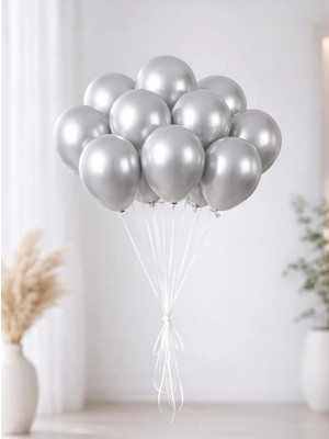 Krom Lateks Mini Balon Gümüş 5 Inc 12 cm 10'lu