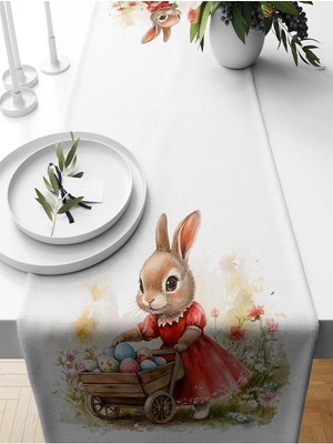 Bertille Home Ilkbahar Serisi 140X40 cm Dijital Baskılı Runner (Spring Easter Paskalya)
