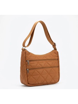 Mg Concept Kadın Omuz Çantası – Kapitone Çok Gözlü Fermuarlı Günlük Kullanım Hafif Çapraz Askılı Siyah Turuncu Çanta