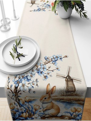 Bertille Home Ilkbahar Serisi 140X40 cm Dijital Baskılı Runner (Spring Easter Paskalya)