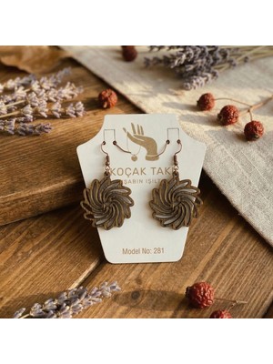 Koçak Takı Ahşap Küpe Modern Özgün Minimalist Takı Model No 281