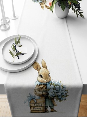 Bertille Home Ilkbahar Serisi 140X40 cm Dijital Baskılı Runner (Spring Easter Paskalya)