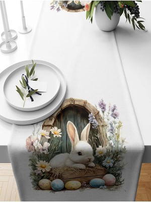 Bertille Home Ilkbahar Serisi 140X40 cm Dijital Baskılı Runner (Spring Easter Paskalya)