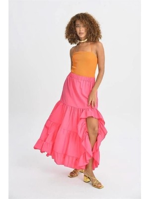 Stores36 Audrey Fıfrlı Yırtmaç Detay Etek 4037