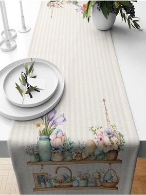 Bertille Home Ilkbahar Serisi 140X40 cm Dijital Baskılı Runner (Spring Easter Paskalya)
