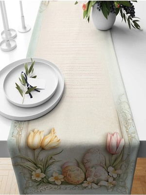Bertille Home Ilkbahar Serisi 140X40 cm Dijital Baskılı Runner (Spring Easter Paskalya)