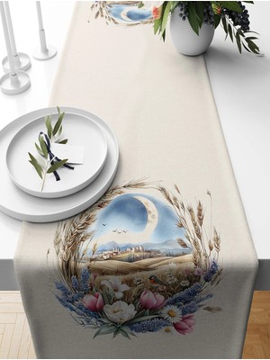 Bertille Home Ilkbahar Serisi 140X40 cm Dijital Baskılı Runner (Spring Easter Paskalya)