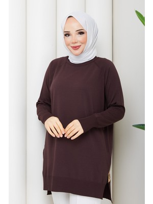 Pamuk Butik Kadın Yandan Fermuarlı Rayon Merserize Triko Tunik -PMK543