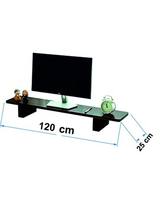 Tiydem Masif Doğal Ahşap Monitör Yükseltici Monitor Altlığı Monitör Sehpası (120 cm x 25 Cm)