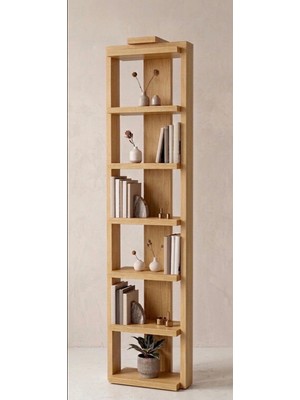 Liora Commerce Ahşap 6 Bölmeli Modern Kitaplık - El Yapımı Masif Ahşap