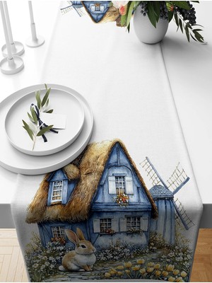 Bertille Home Ilkbahar Serisi 140X40 cm Dijital Baskılı Runner (Spring Easter Paskalya)