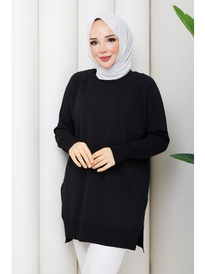 Pamuk Butik Kadın Yandan Fermuarlı Rayon Merserize Triko Tunik -PMK543