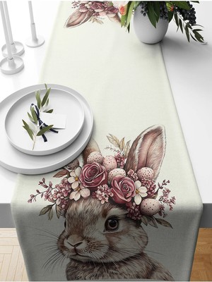 Bertille Home Ilkbahar Serisi 140X40 cm Dijital Baskılı Runner (Spring Easter Paskalya)