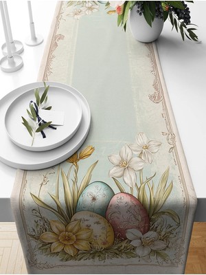 Bertille Home Ilkbahar Serisi 140X40 cm Dijital Baskılı Runner (Spring Easter Paskalya)