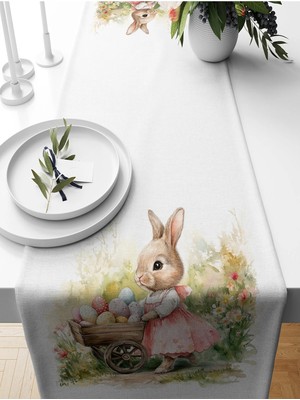 Bertille Home Ilkbahar Serisi 140X40 cm Dijital Baskılı Runner (Spring Easter Paskalya)
