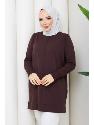 Pamuk Butik Kadın Ortası Dikişli Rayon Merserize Triko Tunik -PMK546