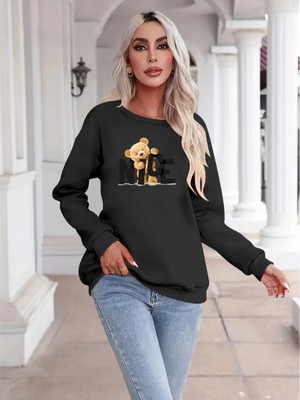 Stores36 Kadın Uzun Kollu Bisiklet Yaka Viskon Iki Iplik Bluz