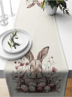 Bertille Home Ilkbahar Serisi 140X40 cm Dijital Baskılı Runner (Spring Easter Paskalya)