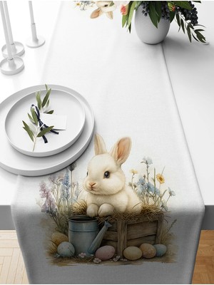 Bertille Home Ilkbahar Serisi 140X40 cm Dijital Baskılı Runner (Spring Easter Paskalya)