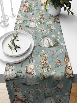 Bertille Home Ilkbahar Serisi 140X40 cm Dijital Baskılı Runner (Spring Easter Paskalya)