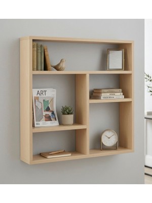 Liora Commerce Ahşap Duvar Monteli Kitaplık ve Eşya Rafı - El Yapımı Masif Ahşap