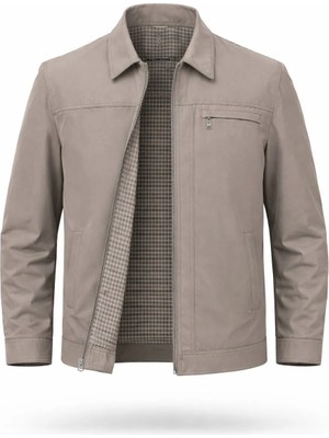 Regos Erkek Vizon Battal Boy Klasik Yakalı Ince Yazlık Mevsimlik Mont