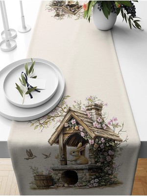 Bertille Home Ilkbahar Serisi 140X40 cm Dijital Baskılı Runner (Spring Easter Paskalya)