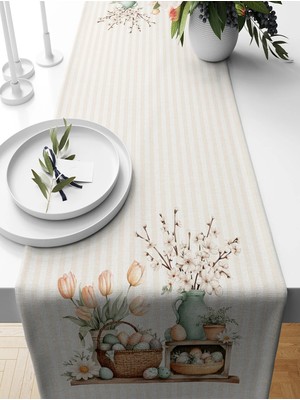 Bertille Home Ilkbahar Serisi 140X40 cm Dijital Baskılı Runner (Spring Easter Paskalya)