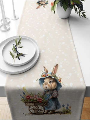 Bertille Home Ilkbahar Serisi 140X40 cm Dijital Baskılı Runner (Spring Easter Paskalya)