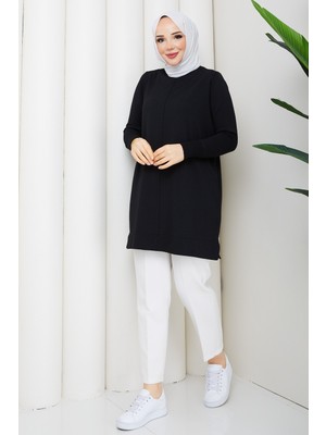 Pamuk Butik Kadın Ortası Dikişli Rayon Merserize Triko Tunik -PMK546