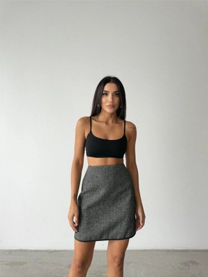 Stores36 Kaşe Kısa Etek - Siyah