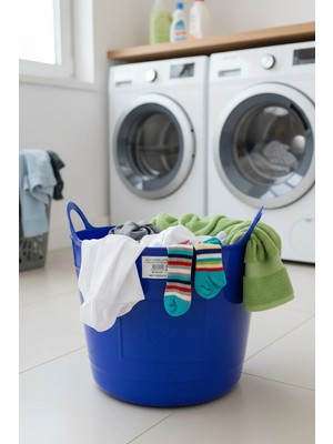 Akyüz Plastik 🧺esnek Plastik Kova 2 Adet 42 Litre Çamaşır Sepeti, Temizlik Kovası, Esneyebilen Oyuncak Sepeti