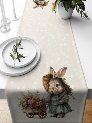 Bertille Home Ilkbahar Serisi 140X40 cm Dijital Baskılı Runner (Spring Easter Paskalya)