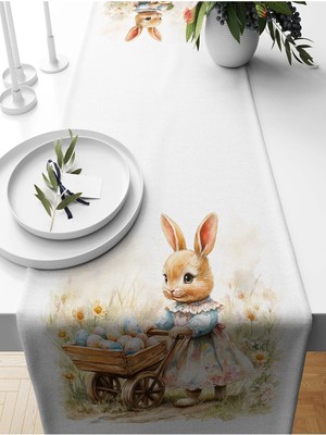 Bertille Home Ilkbahar Serisi 140X40 cm Dijital Baskılı Runner (Spring Easter Paskalya)