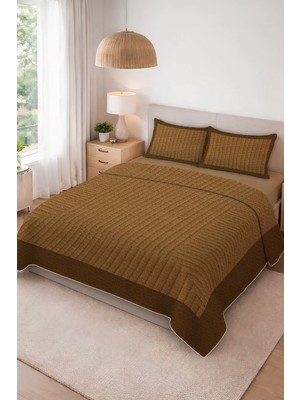 Dolce Mariee Parlak Kadife Kumaş Kapitoneli Çift Kişilik Yatak Örtüsü Seti (3 Parça) CKY0057