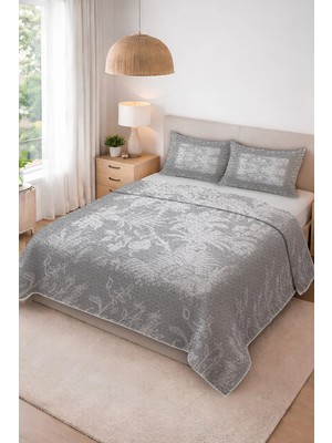 Dolce Mariee Parlak Kadife Kumaş Kapitoneli Çift Kişilik Yatak Örtüsü Seti (3 Parça) CKY0071