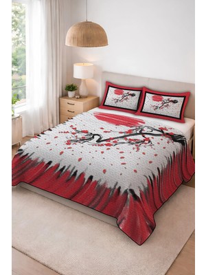 Dolce Mariee Parlak Kadife Kumaş Kapitoneli Çift Kişilik Yatak Örtüsü Seti (3 Parça) CKY0085