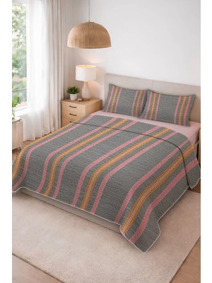 Dolce Mariee Parlak Kadife Kumaş Kapitoneli Çift Kişilik Yatak Örtüsü Seti (3 Parça) CKY0056