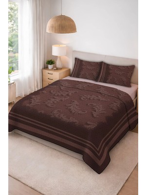Dolce Mariee Parlak Kadife Kumaş Kapitoneli Çift Kişilik Yatak Örtüsü Seti (3 Parça) CKY0063
