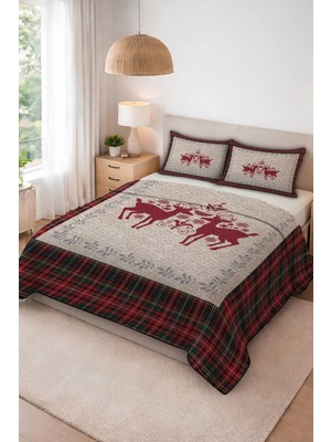 Dolce Mariee Parlak Kadife Kumaş Kapitoneli Çift Kişilik Yatak Örtüsü Seti (3 Parça) CKY0022