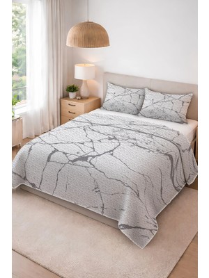 Dolce Mariee Parlak Kadife Kumaş Kapitoneli Çift Kişilik Yatak Örtüsü Seti (3 Parça) CKY0037