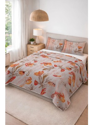 Dolce Mariee Parlak Kadife Kumaş Kapitoneli Çift Kişilik Yatak Örtüsü Seti (3 Parça) CKY0076