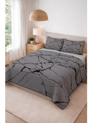 Dolce Mariee Parlak Kadife Kumaş Kapitoneli Çift Kişilik Yatak Örtüsü Seti (3 Parça) CKY0036