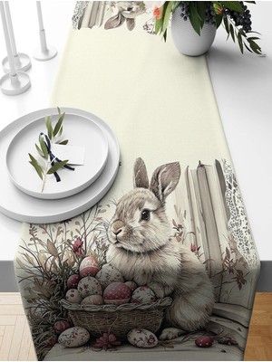 Bertille Home Ilkbahar Serisi 140X40 cm Dijital Baskılı Runner (Spring Easter Paskalya)