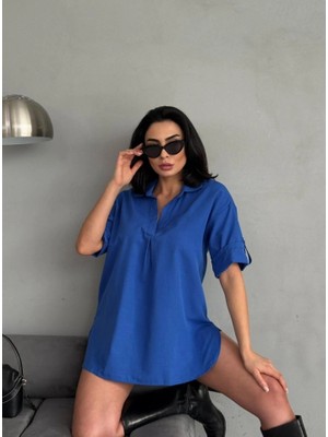 Stores36 Yırtmaç Detaylı Tunik Gömlek