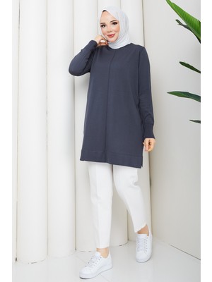 Pamuk Butik Kadın Ortası Dikişli Rayon Merserize Triko Tunik -PMK546